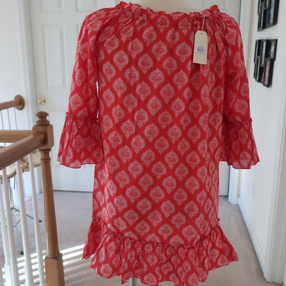 NWT Mudpie Hailey Red Ruffle Cover up - Picture 2 of 4